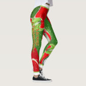 Vibrant Snowy Kerstmis met Snowman op Abstract Leggings (Rechts)