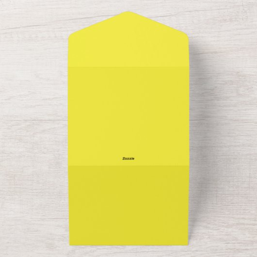 Vibrant Solid Yellow Background  All In One Uitnodiging (Buitenkant)