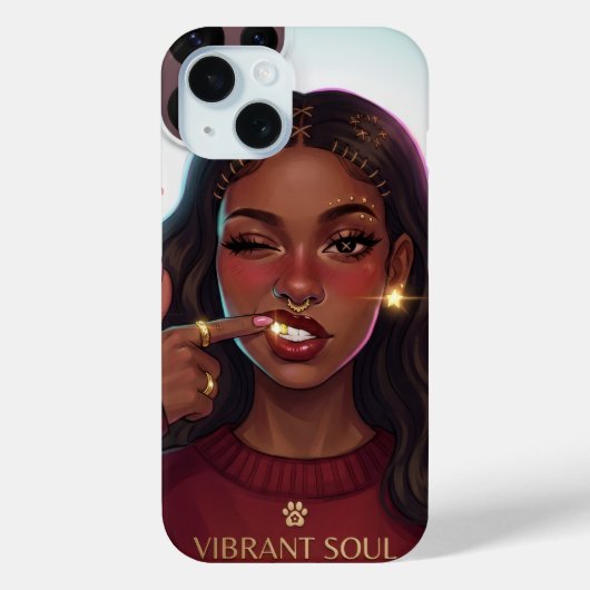 Vibrant Soul Afro Schoonheidsillustratie Case-Mate iPhone Case (Achterkant)