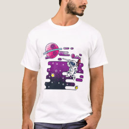 Vibrant Space Astronaut Retro Illustratie T-shirt