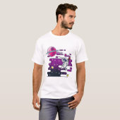 Vibrant Space Astronaut Retro Illustratie T-shirt (Voorkant volledig)