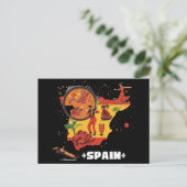 Vibrant Spain Map Flamenco, Paella & Bull Briefkaart (Staand voorkant)