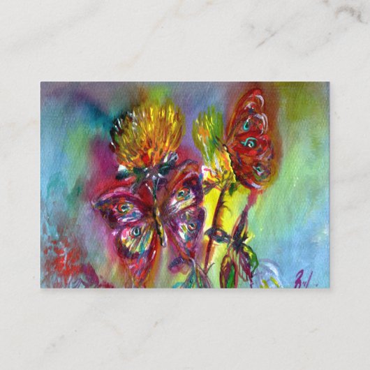 VIBRANT SPARKLERENDE BUTTERFLIES IN BLAUW, zwart Visitekaartje (Achterkant)