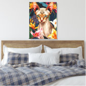 Vibrant Sphynx Cat Digital Artwork Canvas Afdruk (Insitu (Slaapkamer))