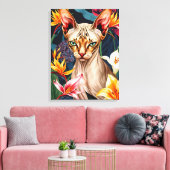 Vibrant Sphynx Cat Digital Artwork Canvas Afdruk (Insitu (Woonkamer))