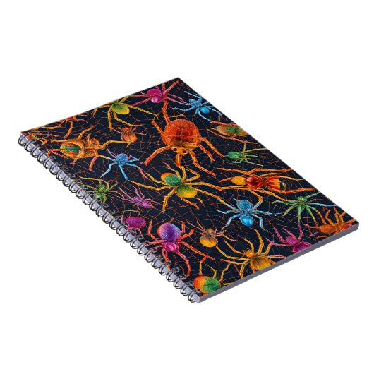Vibrant Spider Web Notitieboek – kleurrijk ontwerp (Rechterzijde)
