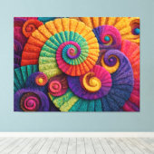 Vibrant Spiral Abstract Patterns Canvas Afdruk (Insitu (Houten vloer))