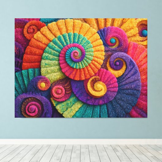 Vibrant Spiral Abstract Patterns Canvas Afdruk (Insitu (Houten vloer))