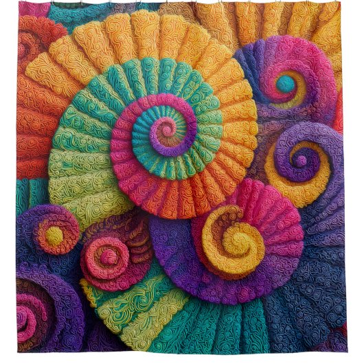 Vibrant Spiral Abstract Patterns Douchegordijn (Voorkant)