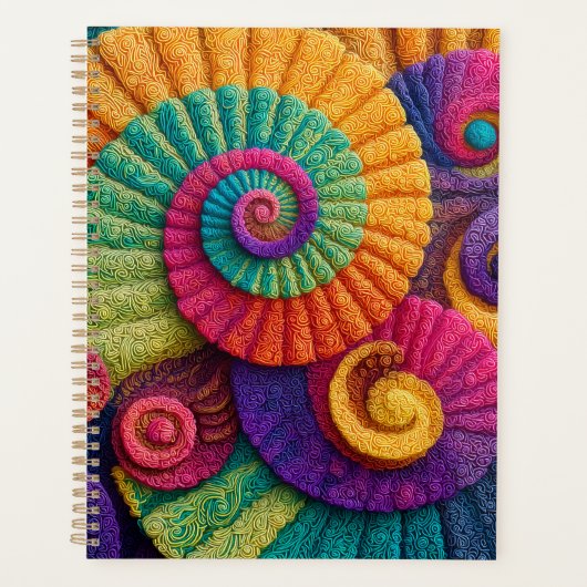Vibrant Spiral Abstract Patterns Planner (Voorkant)