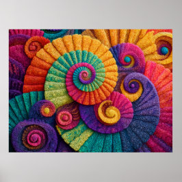 Vibrant Spiral Abstract Patterns Poster