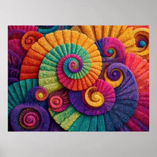 Vibrant Spiral Abstract Patterns Poster (Voorkant)