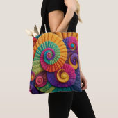 Vibrant Spiral Abstract Patterns Tote Bag (Dichtbij)