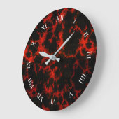 Vibrant Spotted Red en Black Flames Roman Digits Grote Klok (Hoek)