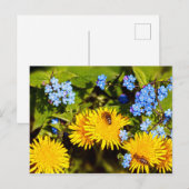 Vibrant Spring Floral Dandelion Bee Flowers Briefkaart (Voorkant / Achterkant)