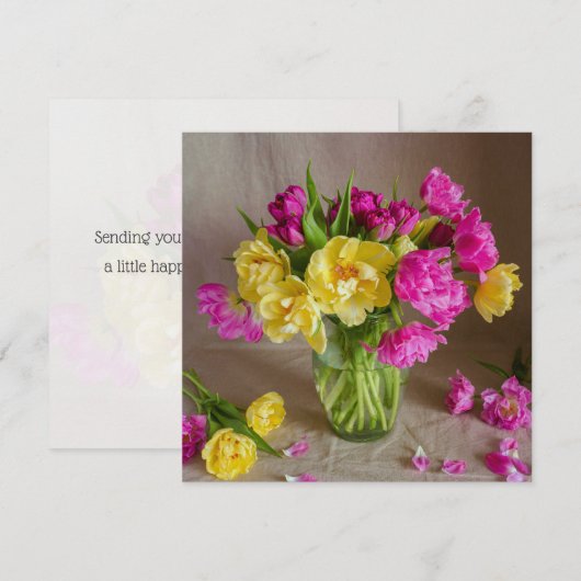 Vibrant spring tulips, greeting kaart (Voorkant / Achterkant)
