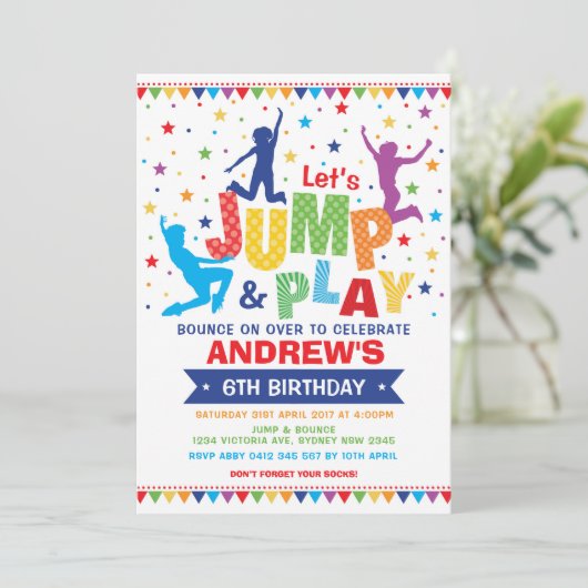 Vibrant springen op de tribune Birthday Trampoline Kaart (Staand voorkant)