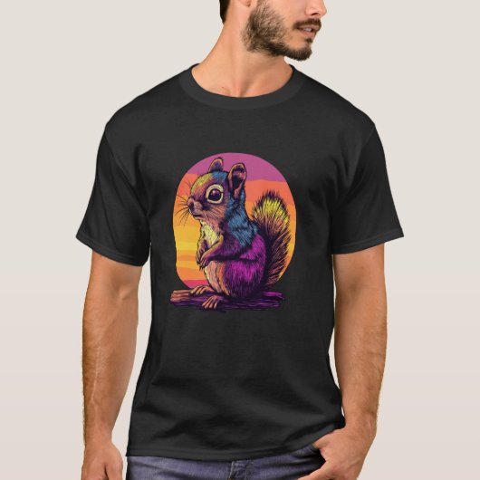 Vibrant Squirrel In Sunset Colors T-shirt (Voorkant)