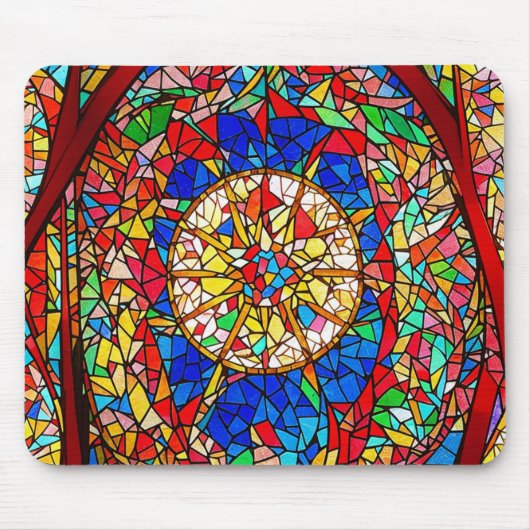 Vibrant Stained Glass Abstract Art Muismat (Voorkant)