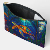 Vibrant Stained Glass Sea Turtle Ocean Design Etui (Open)