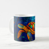 Vibrant Stained Glass Sea Turtle Ocean Design Koffiemok (Voorkant links)