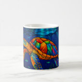 Vibrant Stained Glass Sea Turtle Ocean Design Koffiemok (Center)