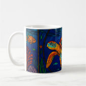 Vibrant Stained Glass Sea Turtle Ocean Design Koffiemok (Links)