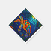 Vibrant Stained Glass Sea Turtle Ocean Design Servet (Hoek)