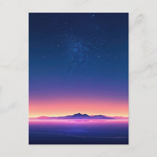 Vibrant Starry Night Mountain Horizon Briefkaart (Voorkant)