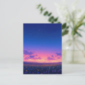 Vibrant Starry Night Wildflower Meadow Briefkaart (Staand voorkant)