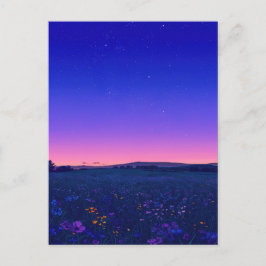 Vibrant Starry Night Wildflower Meadow Briefkaart