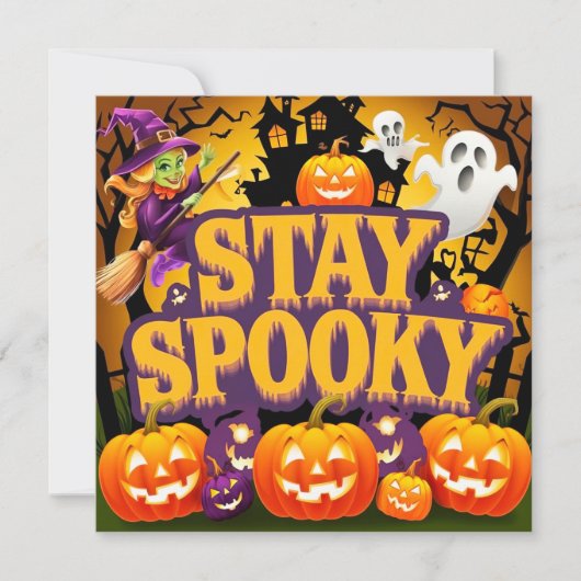 Vibrant Stay Spooky halloween Kaart (Voorkant)