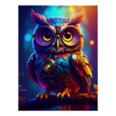 Vibrant Steampunk Owl with Goggles and Intricate Perfect Poster (Voorkant)