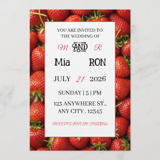 Vibrant Strawberry  Pattern Summer  Kaart (Voorkant)