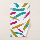 Vibrant Strokes,Teal, Magenta & Mustard pattern Bad Handdoek (Handdoek)