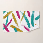 Vibrant Strokes,Teal, Magenta & Mustard pattern Bad Handdoek (Handdoek)