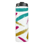 Vibrant Strokes,Teal, Magenta & Mustard pattern Thermosbeker (Voorkant)