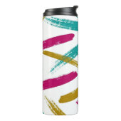 Vibrant Strokes,Teal, Magenta & Mustard pattern Thermosbeker (Gedraaid links)