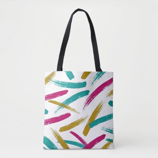 Vibrant Strokes,Teal, Magenta & Mustard pattern Tote Bag (Voorkant)
