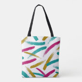 Vibrant Strokes,Teal, Magenta & Mustard pattern Tote Bag (Achterkant)