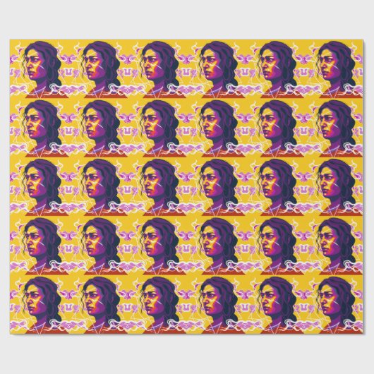 Vibrant Stylized Portrait with Abstract Elements Cadeaupapier (Vlak)