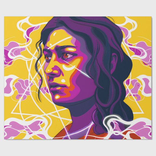 Vibrant Stylized Portrait with Abstract Elements Cadeaupapier (Vlak)