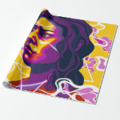 Vibrant Stylized Portrait with Abstract Elements Cadeaupapier (Uitgerold)
