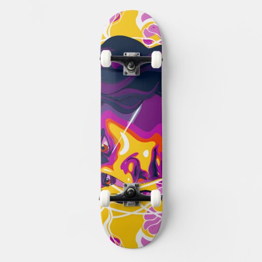 Vibrant Stylized Portrait with Abstract Elements Persoonlijk Skateboard (Voorkant)
