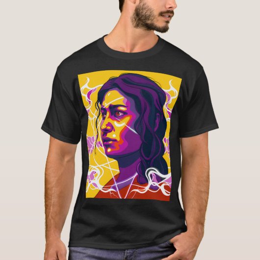 Vibrant Stylized Portrait with Abstract Elements T-shirt (Voorkant)
