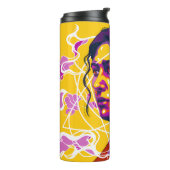 Vibrant Stylized Portrait with Abstract Elements Thermosbeker (Gedraaid links)