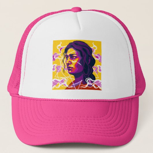 Vibrant Stylized Portrait with Abstract Elements Trucker Pet (Voorkant)