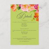 Vibrant Summer Floral Lime Orange Pink Wedding Informatiekaartje (Voorkant)