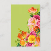 Vibrant Summer Floral Lime Orange Pink Wedding Informatiekaartje (Achterkant)