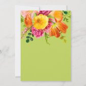 Vibrant Summer Floral Lime Orange Pink Wedding Kaart (Achterkant)